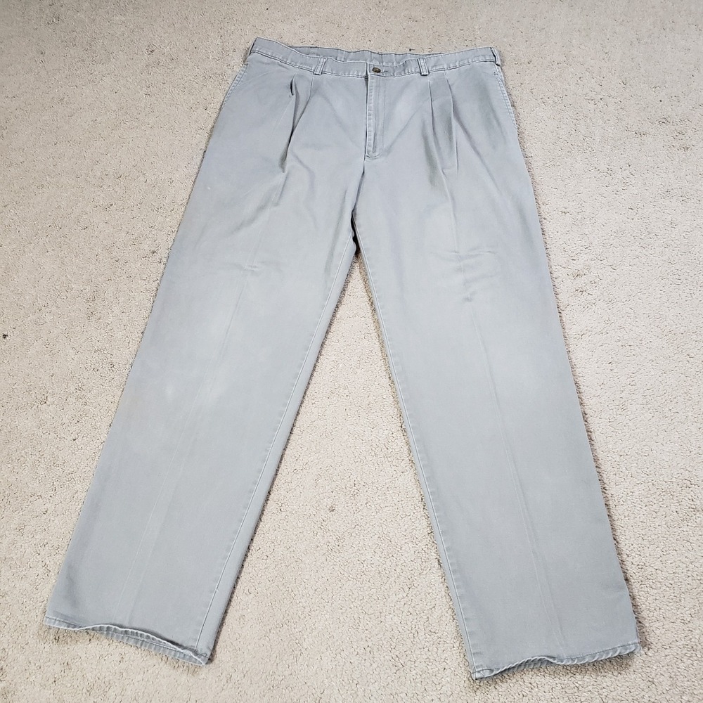 Duxbak Pants Mens 38x32* Gray Twill Classic Pleated Hunting‎ Chinos Vintage